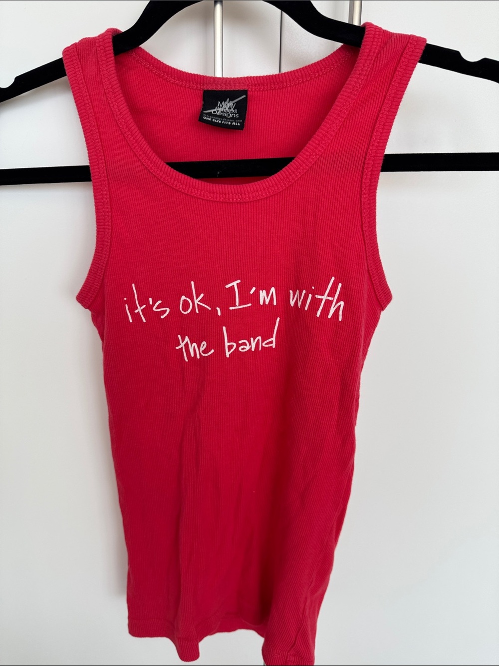 Women's Red Graphic Ribbed Tank Top - Unknown Brand